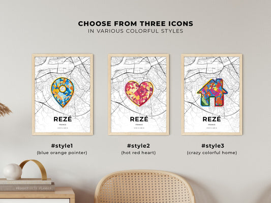 Rezé France maps with colorful icons