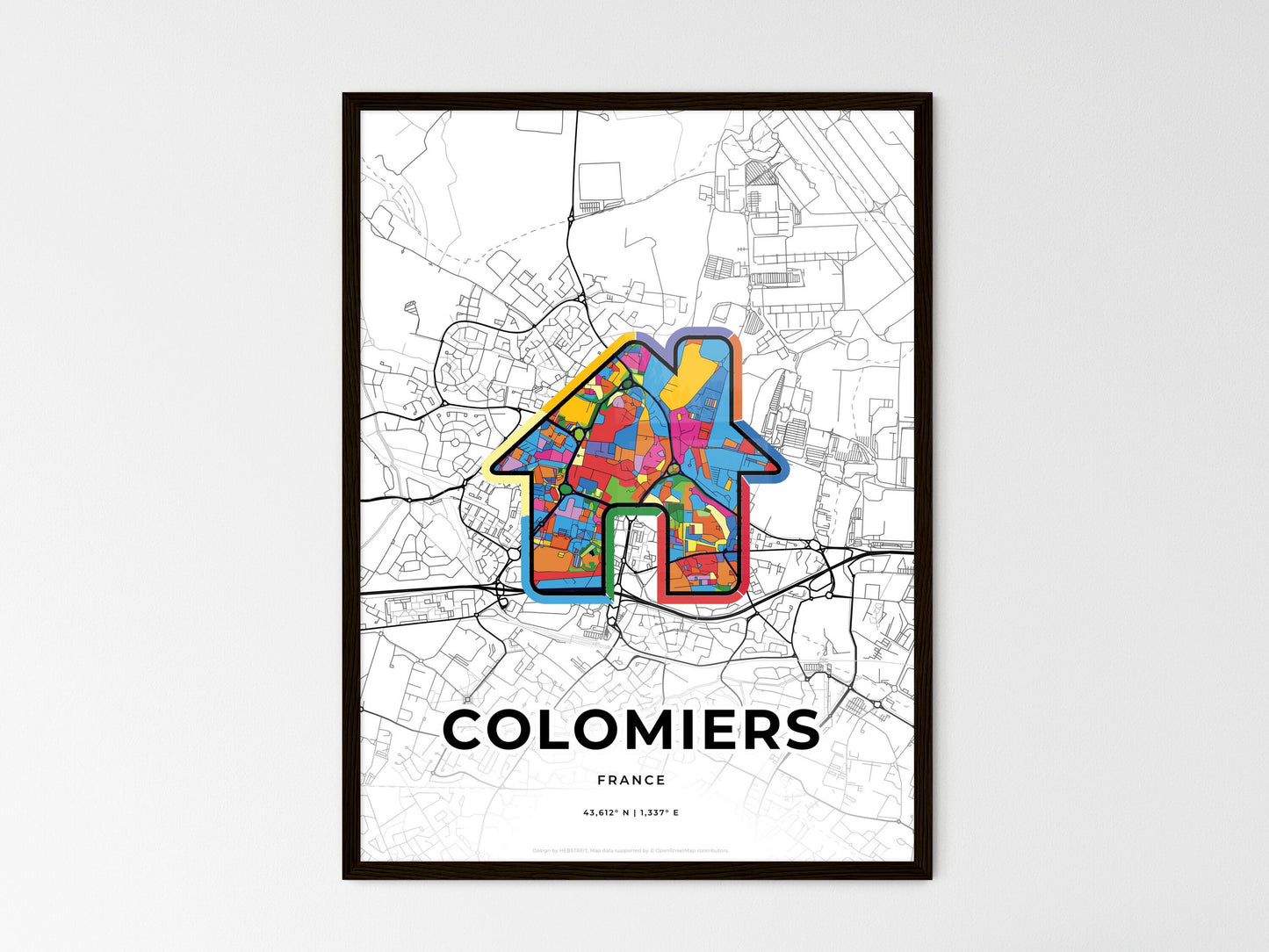 Colomiers France wedding art map with home icon