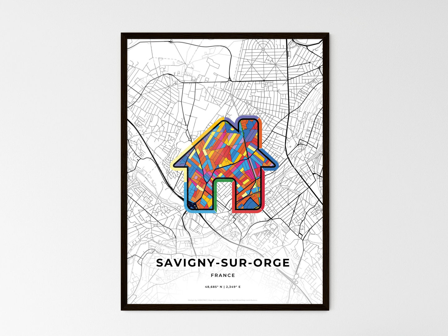 Savigny-Sur-Orge France wedding art map with home icon