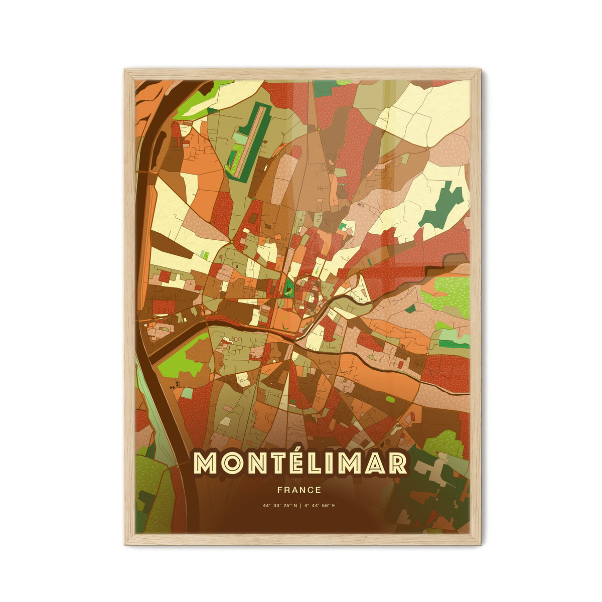 Colorful MONTÉLIMAR FRANCE Fine Art Map Farmhouse