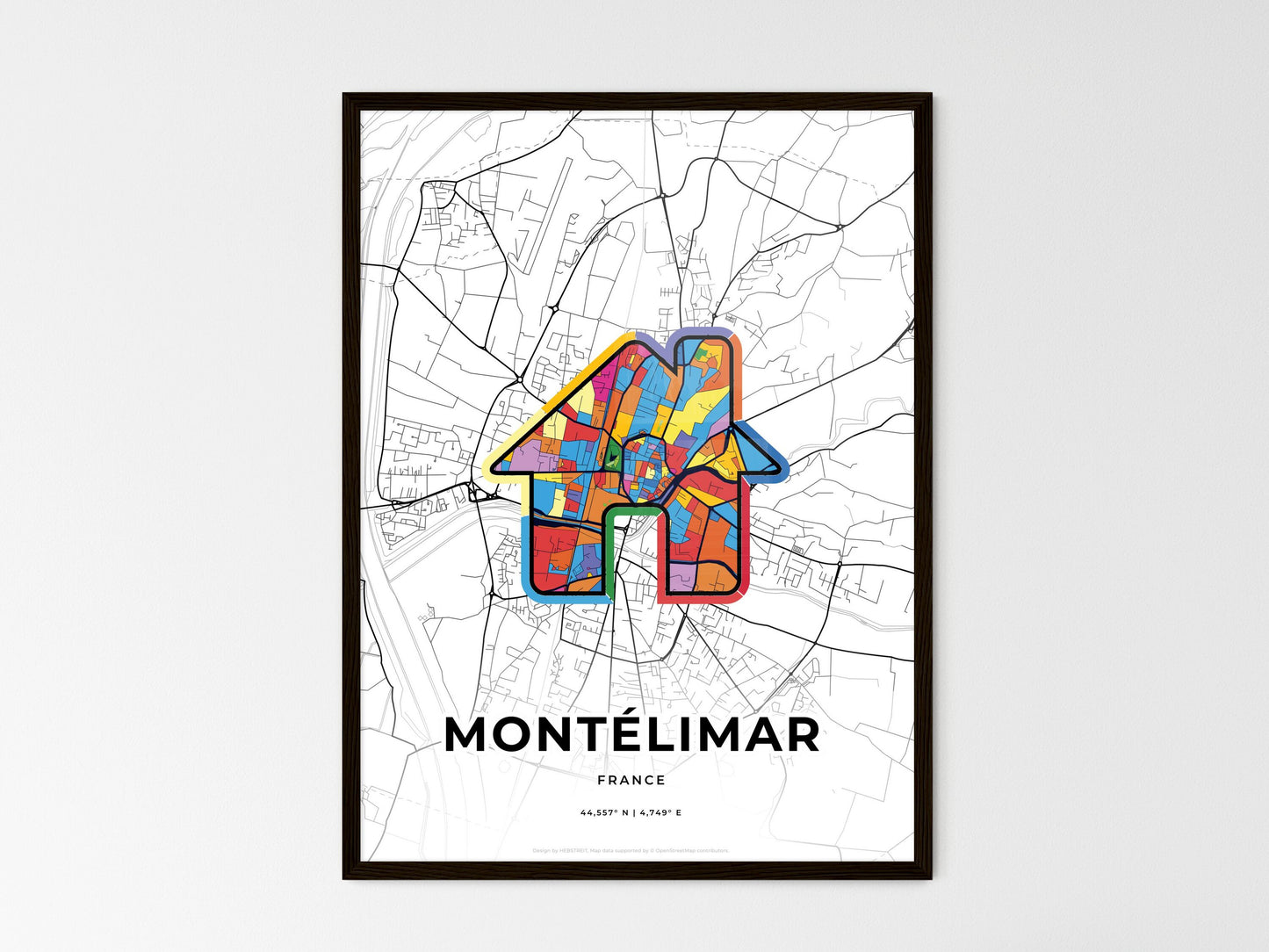 Montélimar France wedding art map with home icon