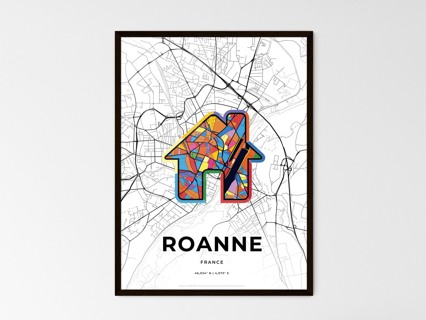 Roanne France wedding art map with home icon