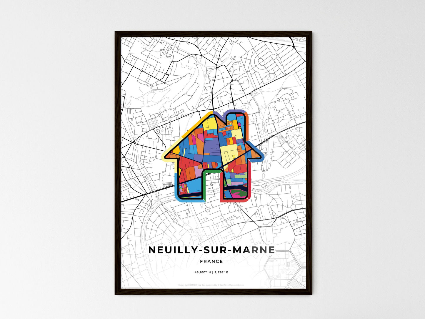 Neuilly-Sur-Marne France wedding art map with home icon