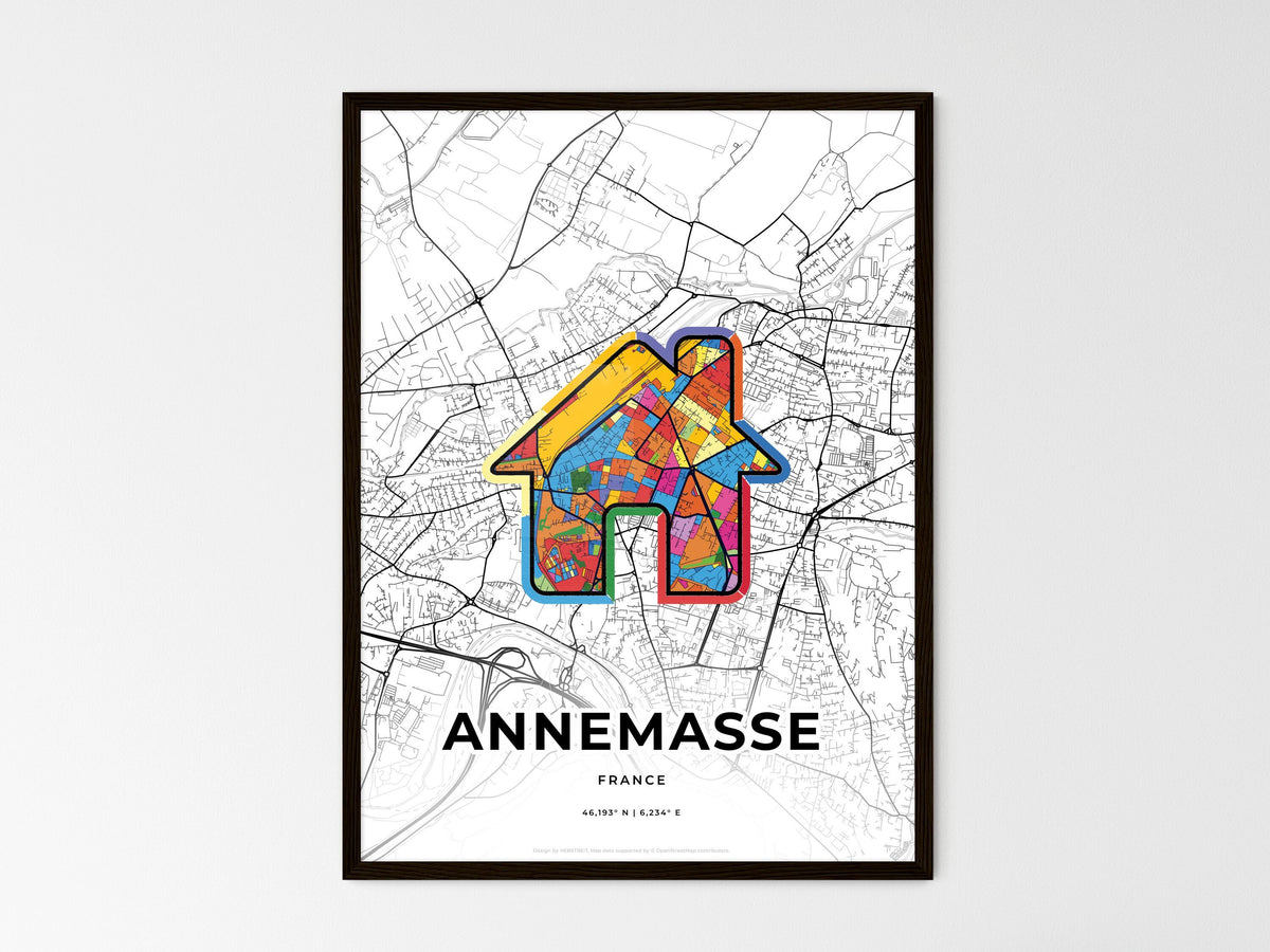 Annemasse France wedding art map with home icon