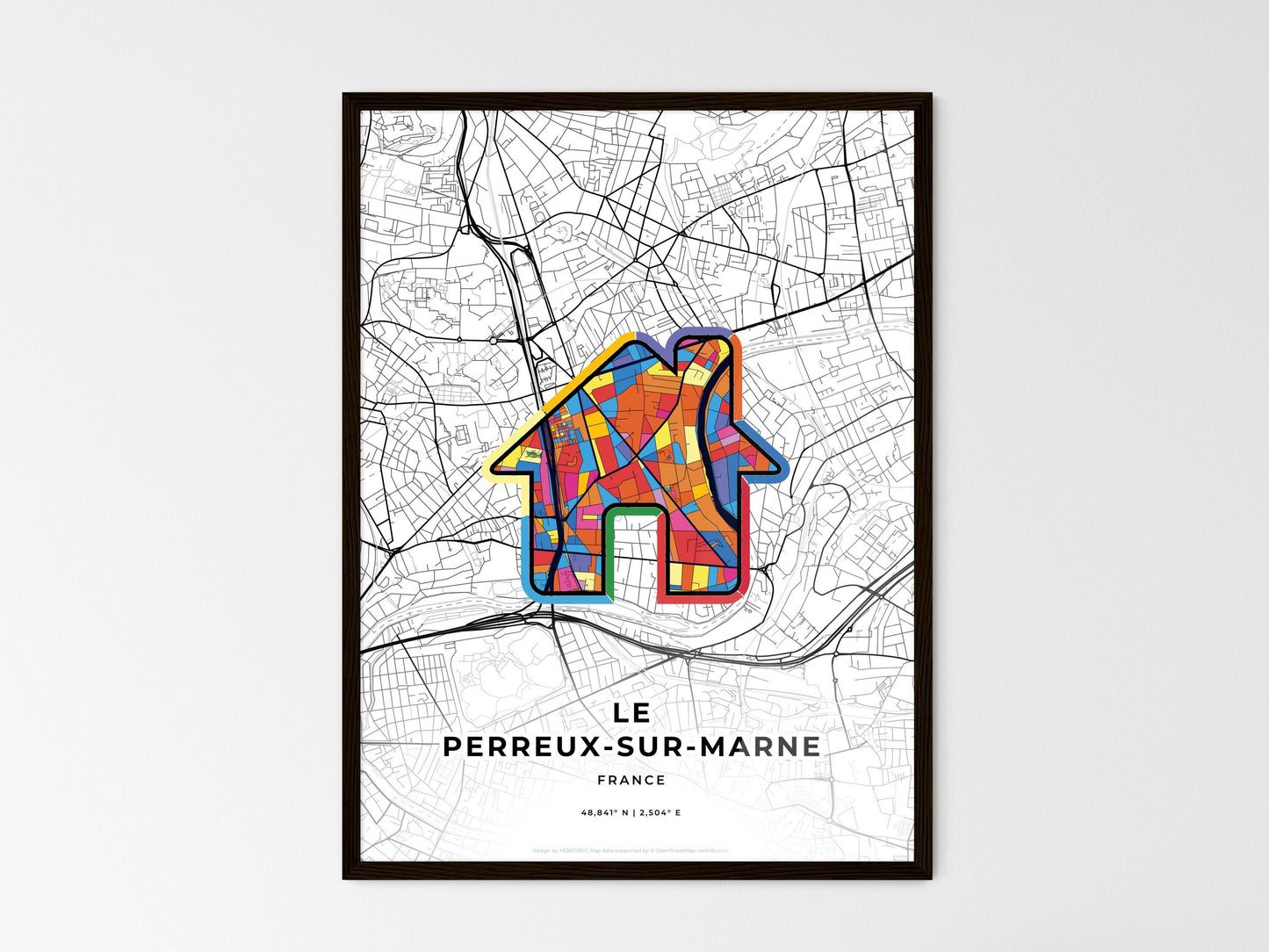 Le Perreux-Sur-Marne France wedding art map with home icon