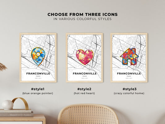 Franconville France maps with colorful icons