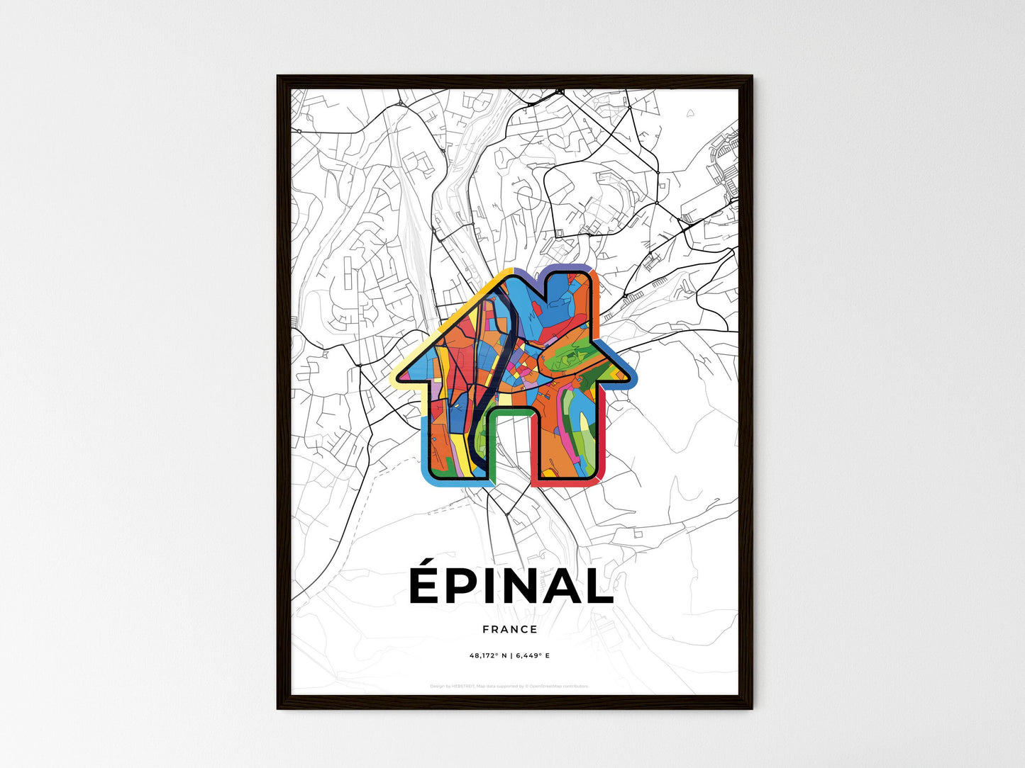 Épinal France wedding art map with home icon