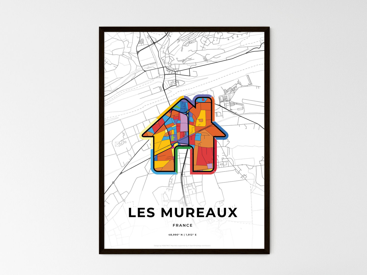 Les Mureaux France wedding art map with home icon
