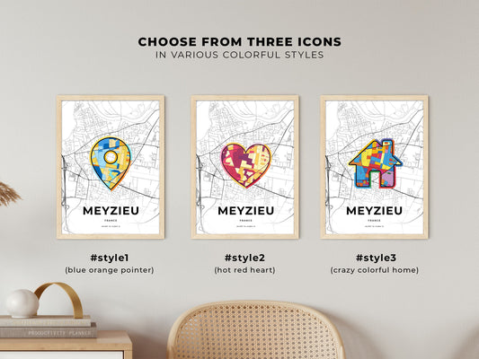 Meyzieu France maps with colorful icons