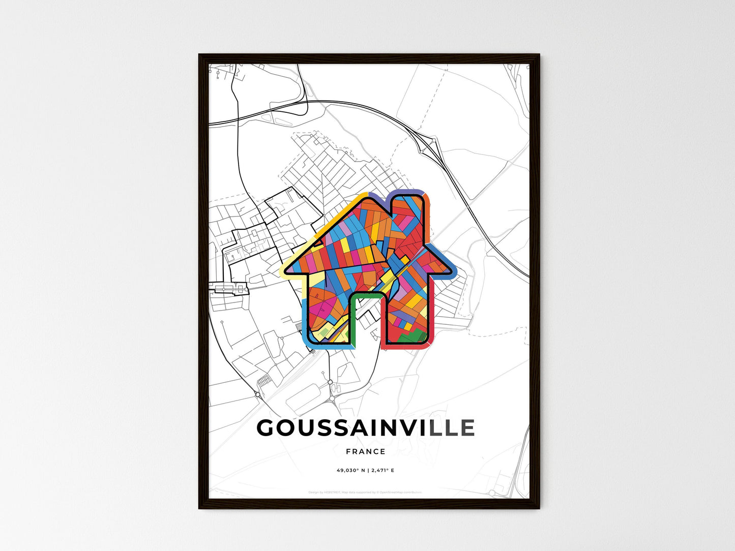 Goussainville France wedding art map with home icon