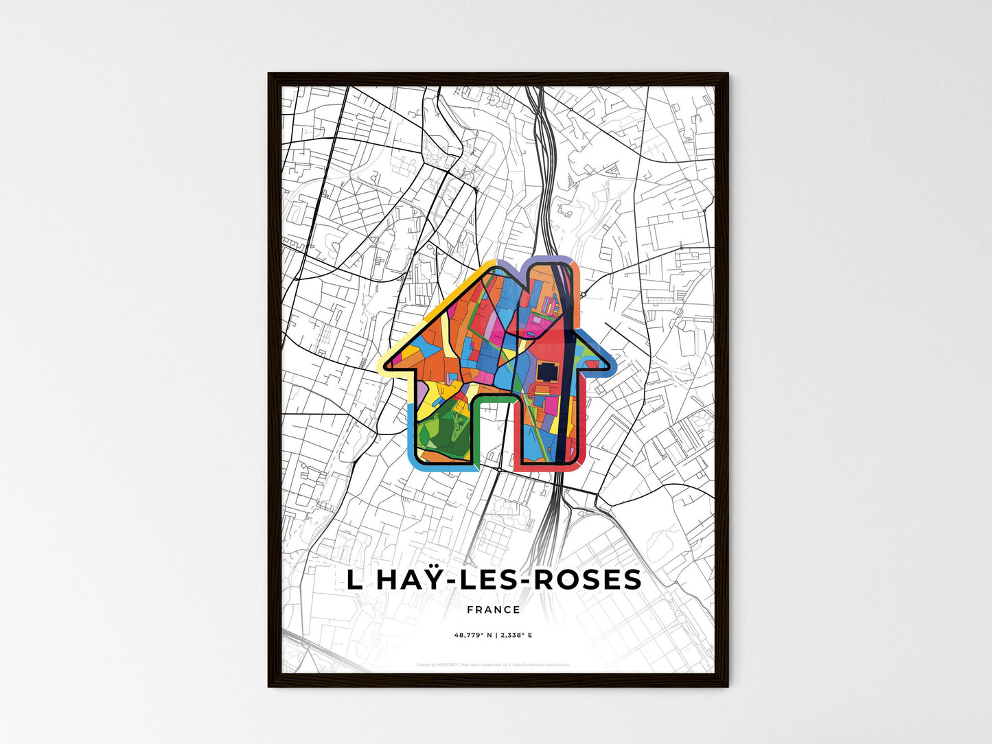 L Haÿ-Les-Roses France wedding art map with home icon