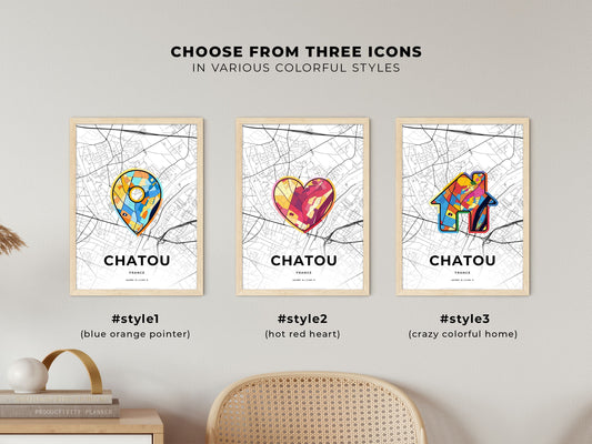 Chatou France maps with colorful icons