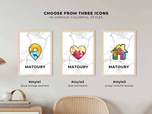 Matoury France maps with colorful icons
