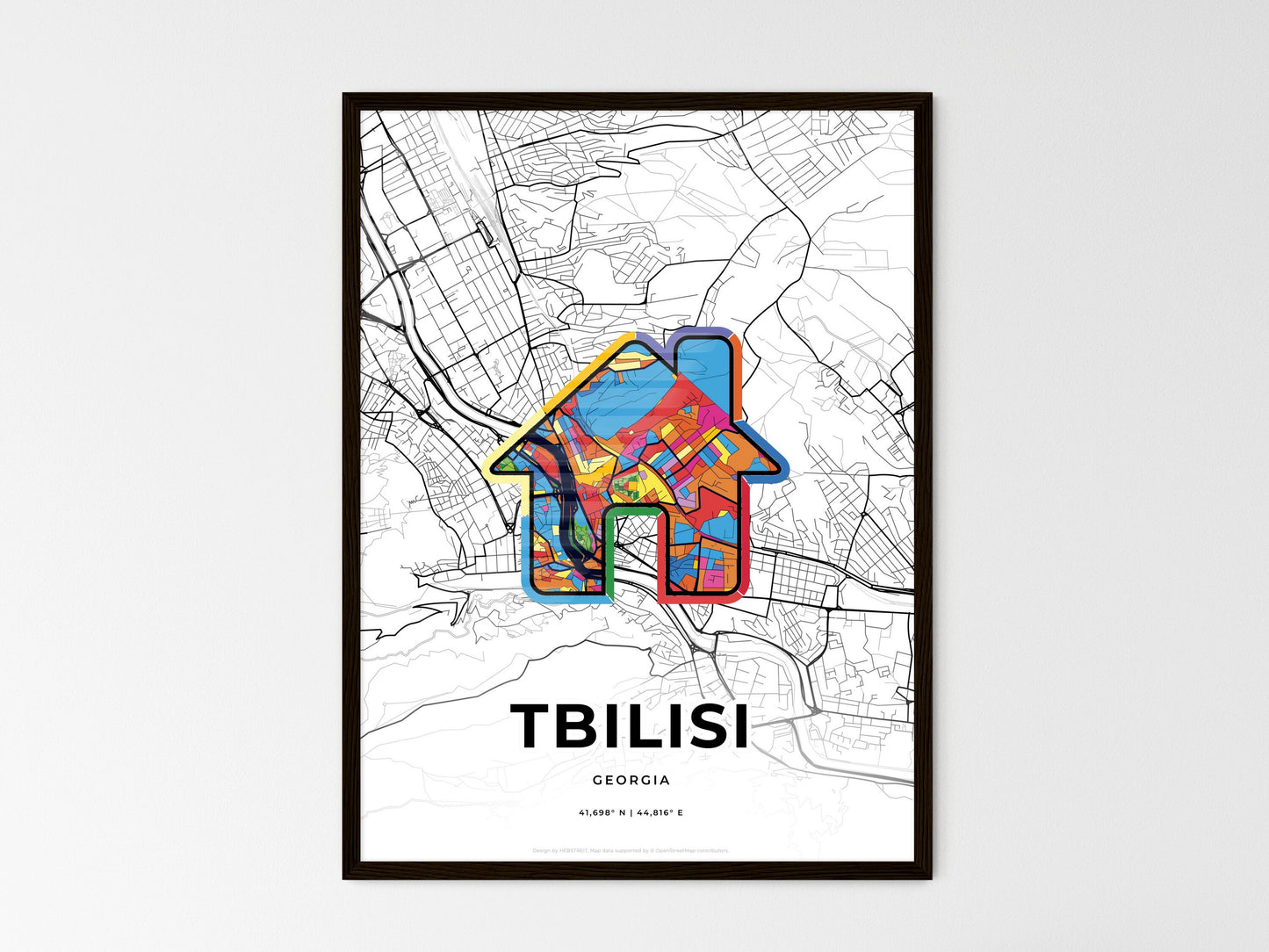 Tbilisi Georgia wedding art map with home icon