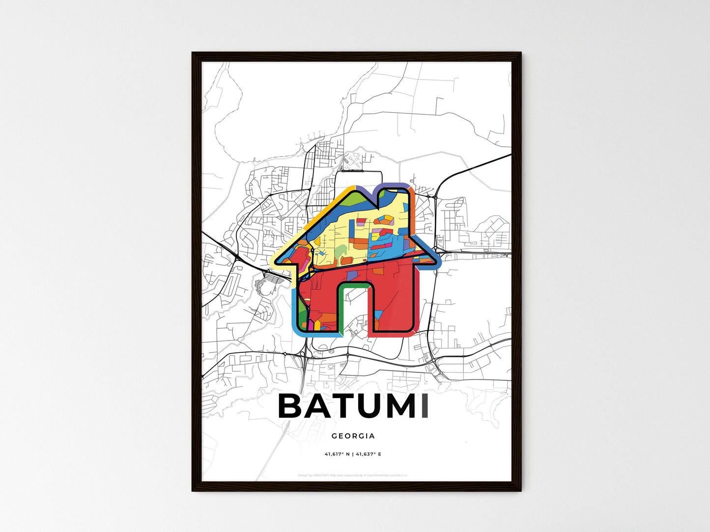 Batumi Georgia wedding art map with home icon