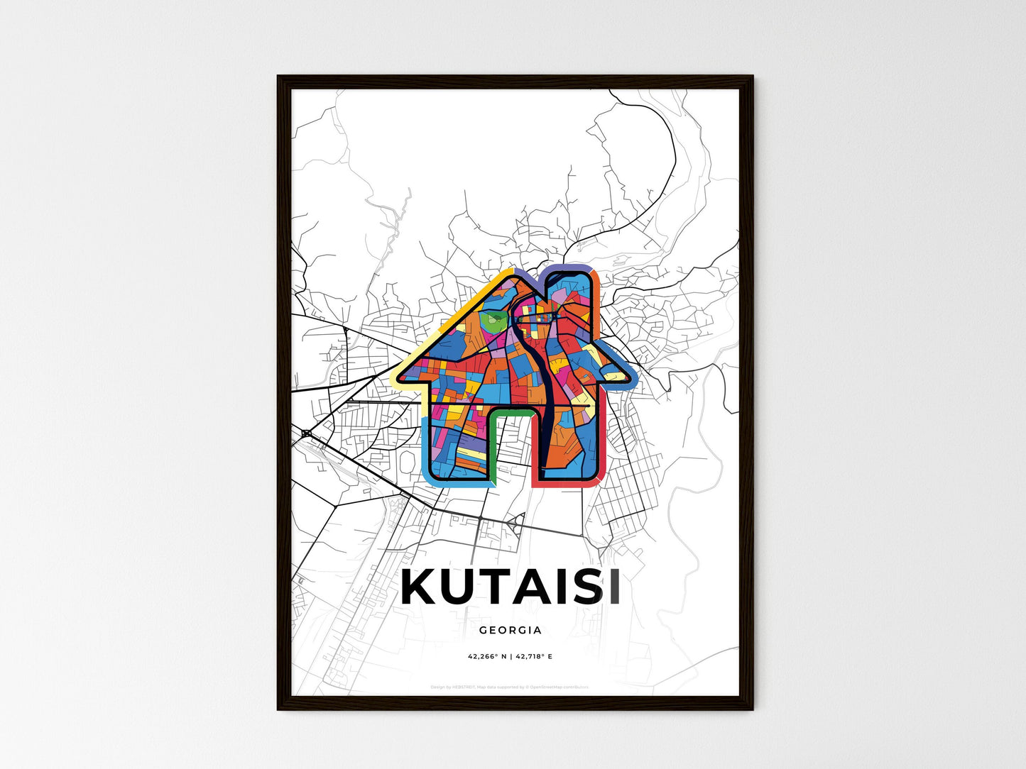 Kutaisi Georgia wedding art map with home icon