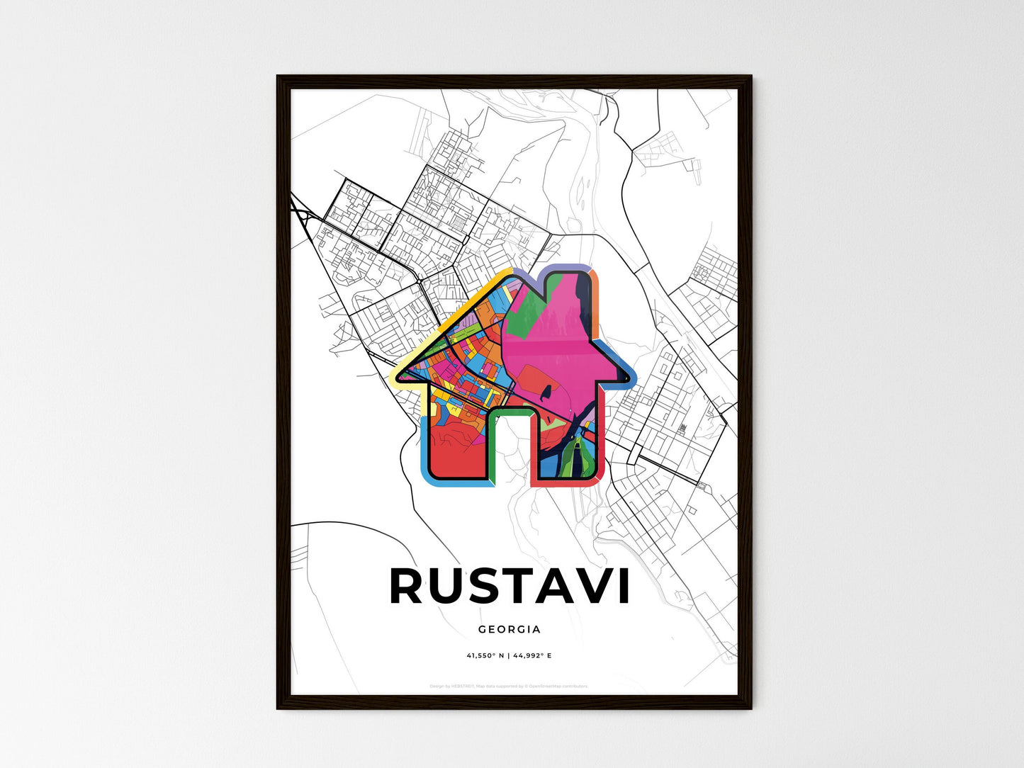 Rustavi Georgia wedding art map with home icon