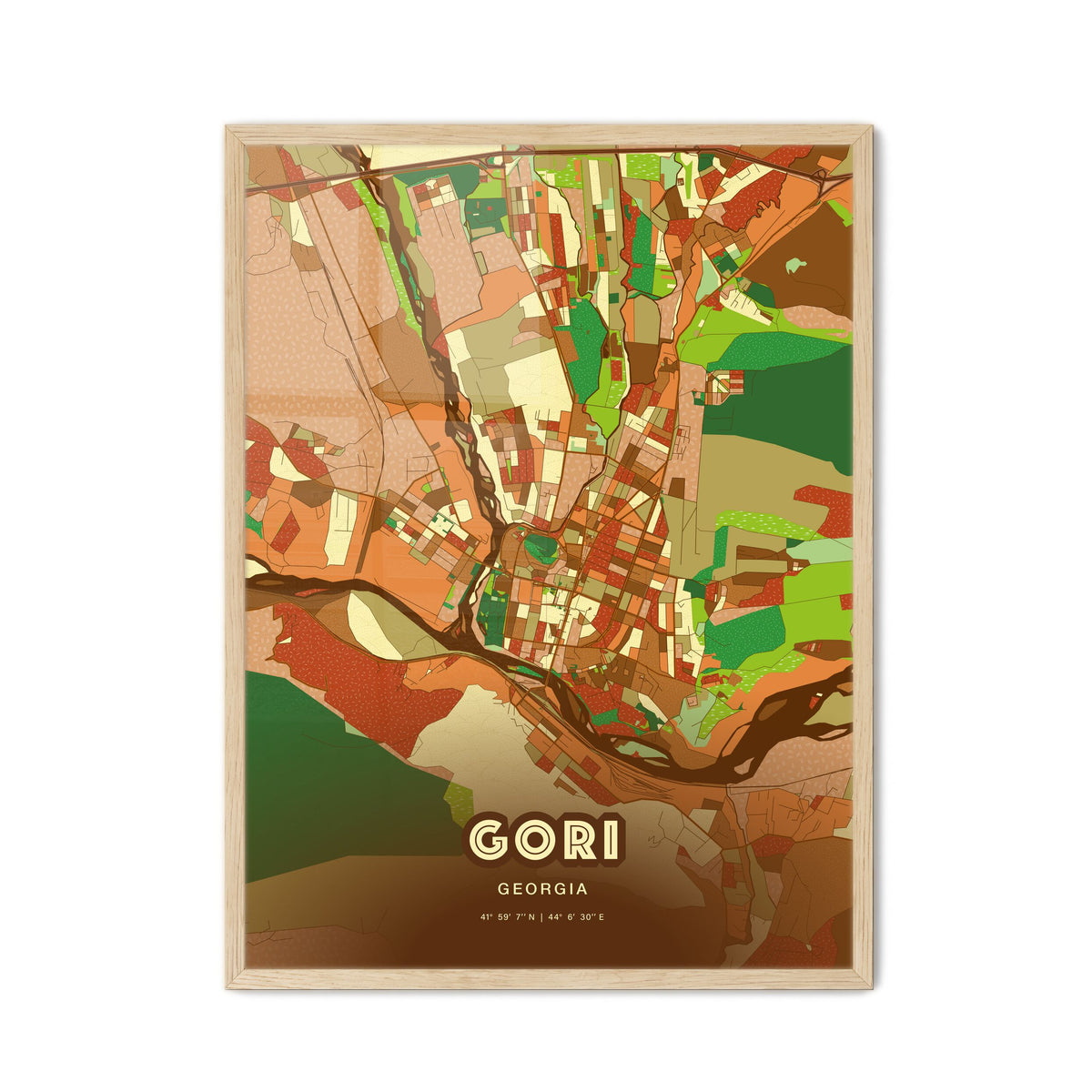 Colorful GORI GEORGIA Fine Art Map Farmhouse
