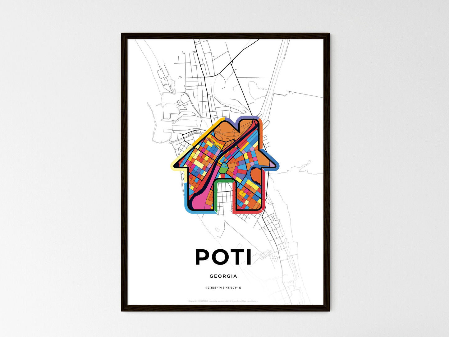 Poti Georgia wedding art map with home icon