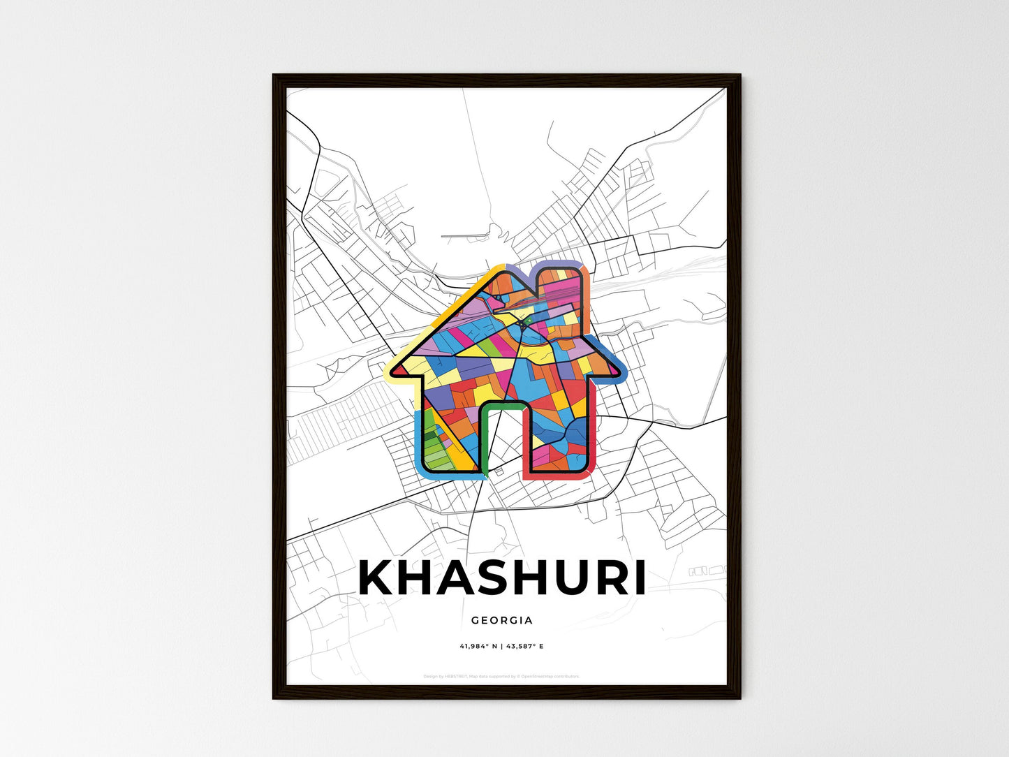 Khashuri Georgia wedding art map with home icon