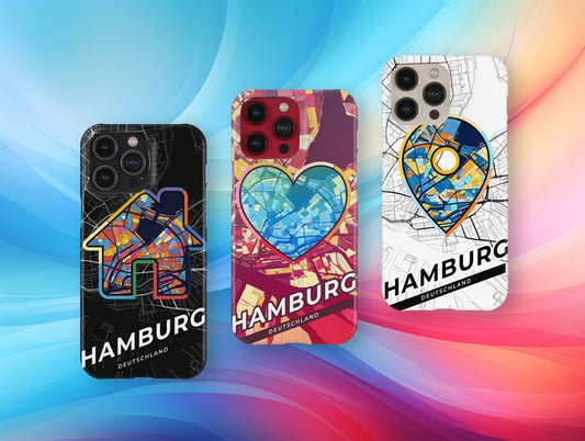 Hamburg Deutschland slim phone case with colorful icon. Birthday, wedding or housewarming gift. Couple match cases.