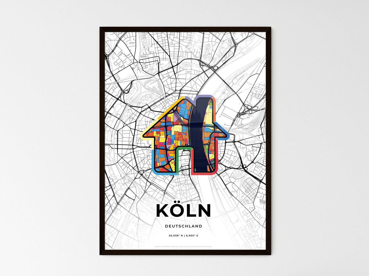 Cologne Germany wedding art map with home icon