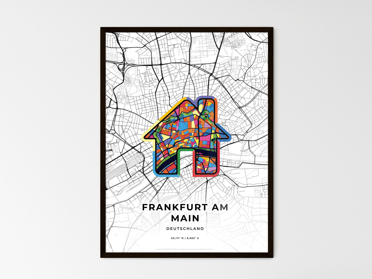Frankfurt Am Main Germany wedding art map with home icon