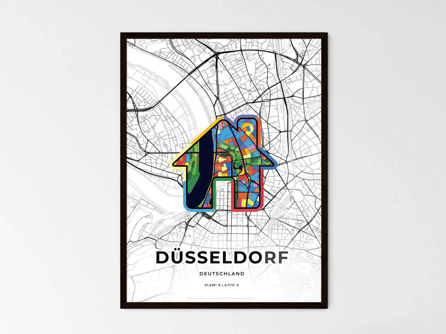 Düsseldorf Germany wedding art map with home icon