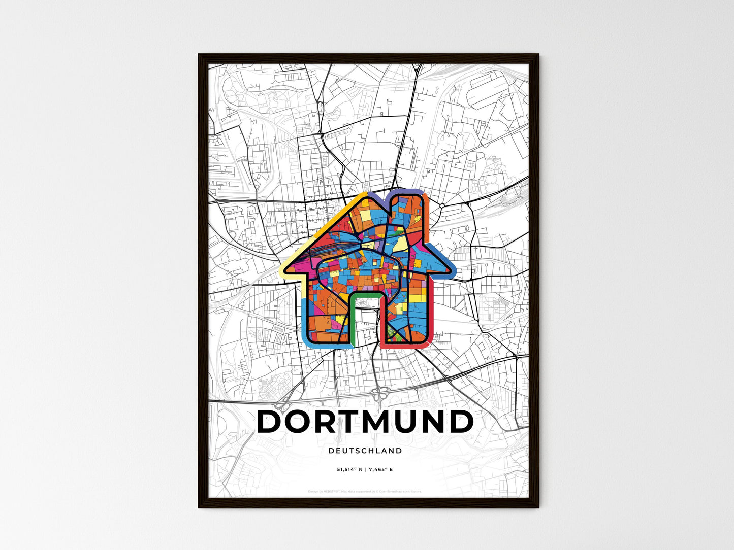 Dortmund Germany wedding art map with home icon