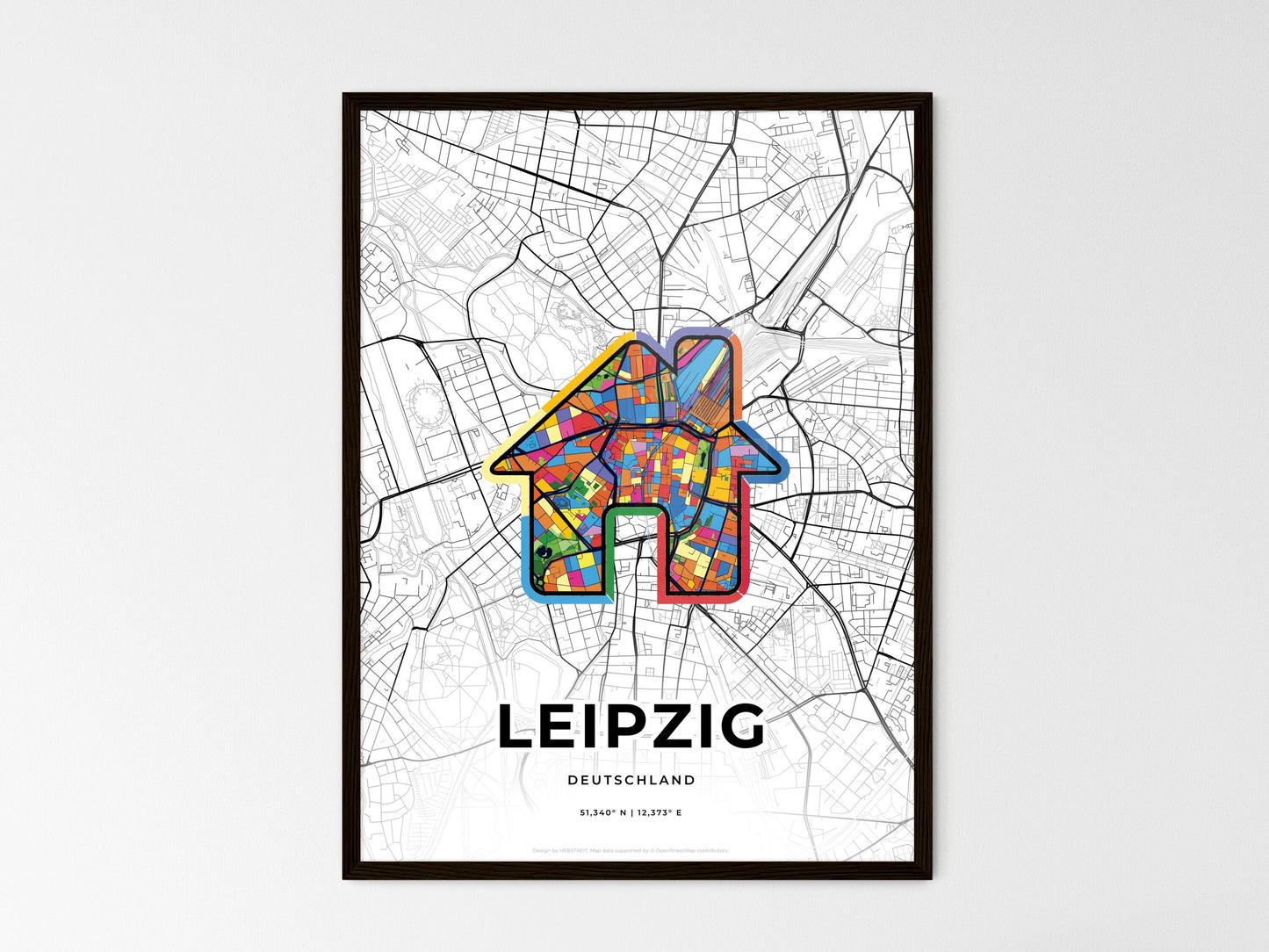 Leipzig Germany wedding art map with home icon
