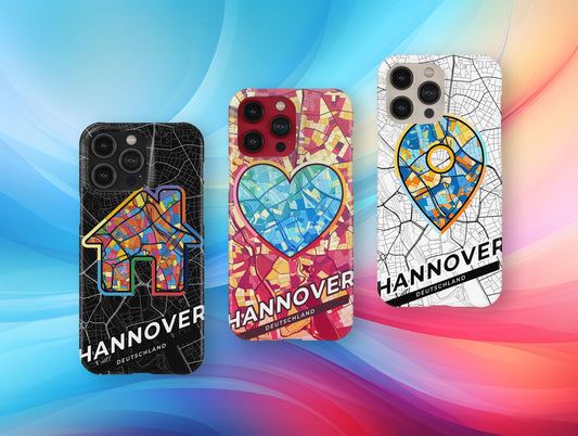 Hannover Deutschland slim phone case with colorful icon. Birthday, wedding or housewarming gift. Couple match cases.