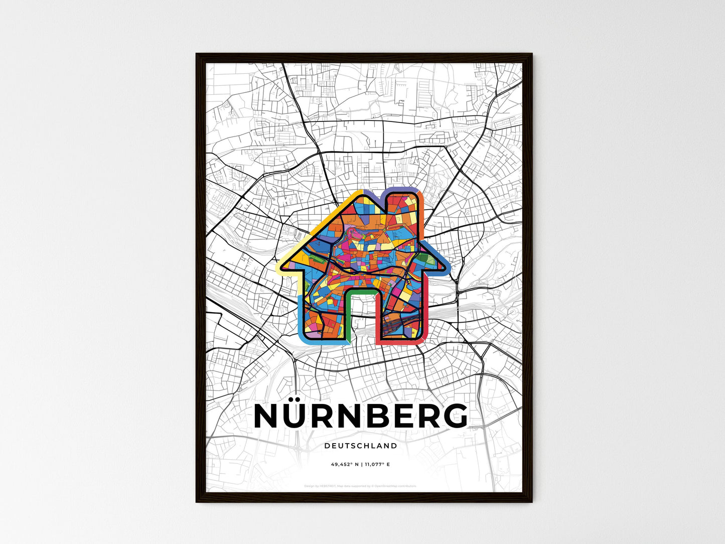 Nurnberg Germany wedding art map with home icon