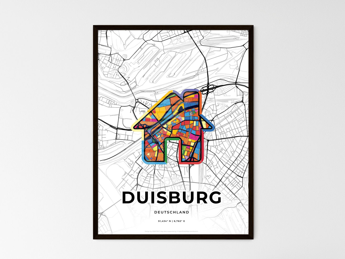 Duisburg Germany wedding art map with home icon