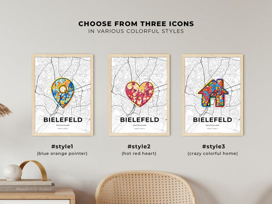 Bielefeld Germany maps with colorful icons