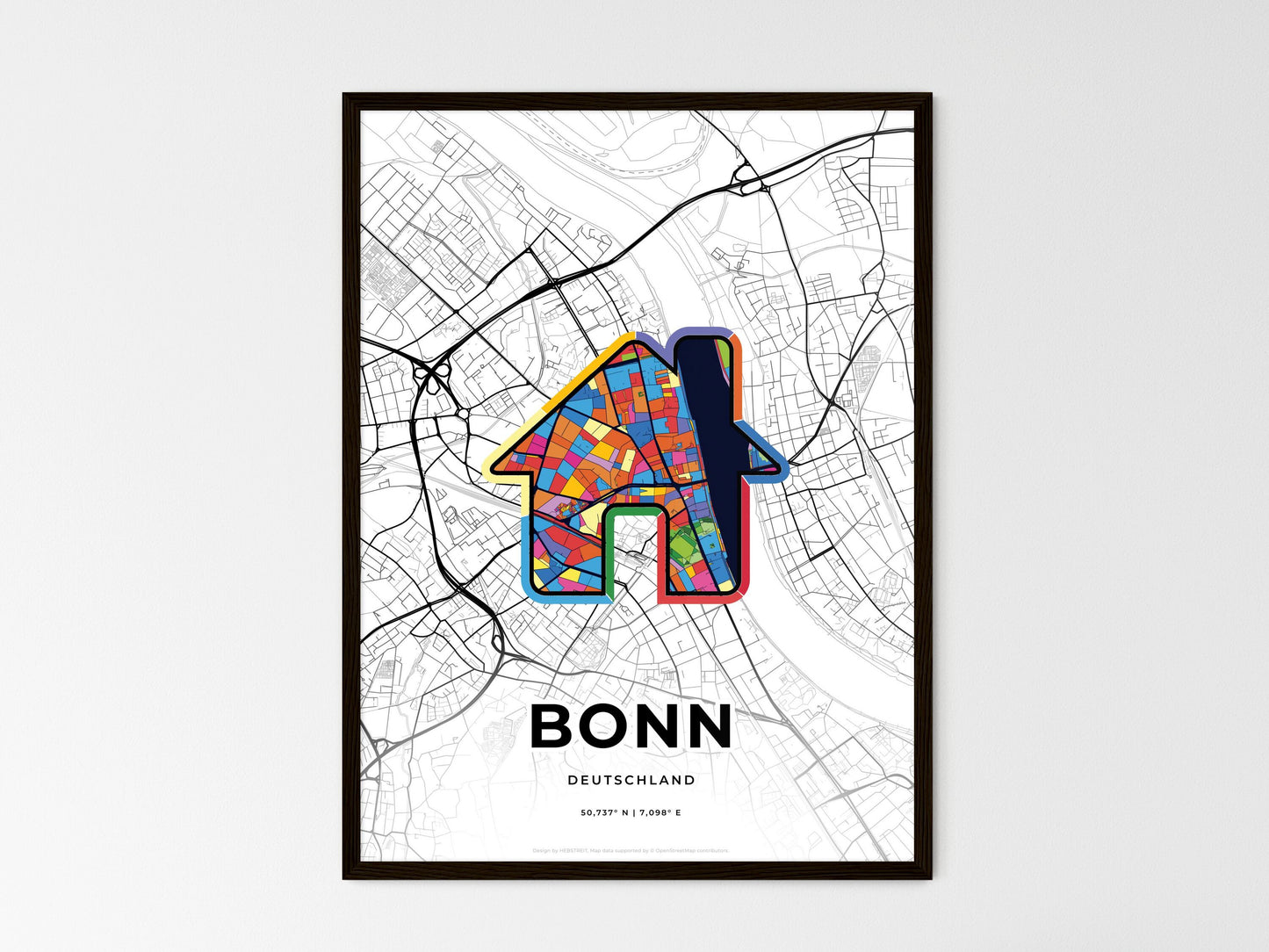 Bonn Germany wedding art map with home icon