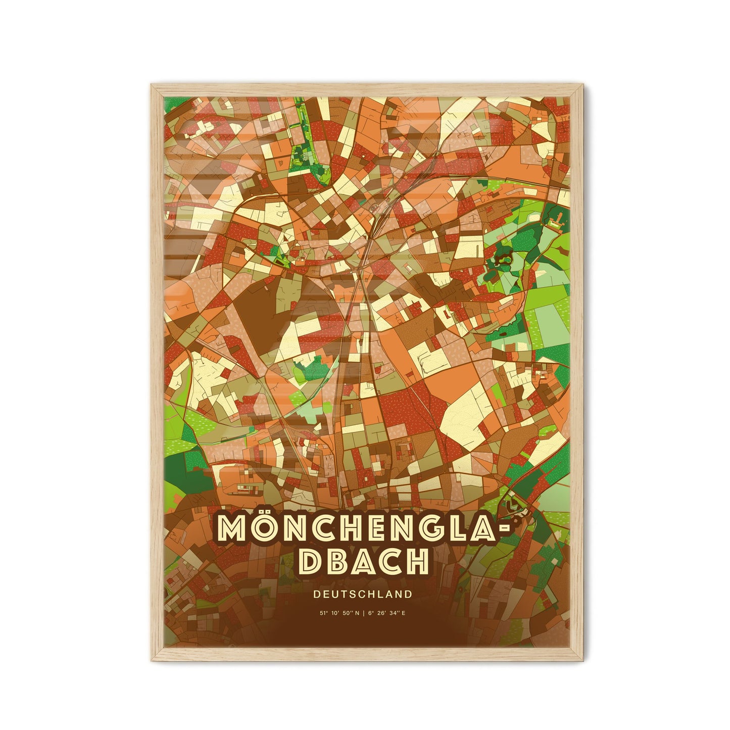 Colorful MONCHENGLADBACH GERMANY Fine Art Map Farmhouse