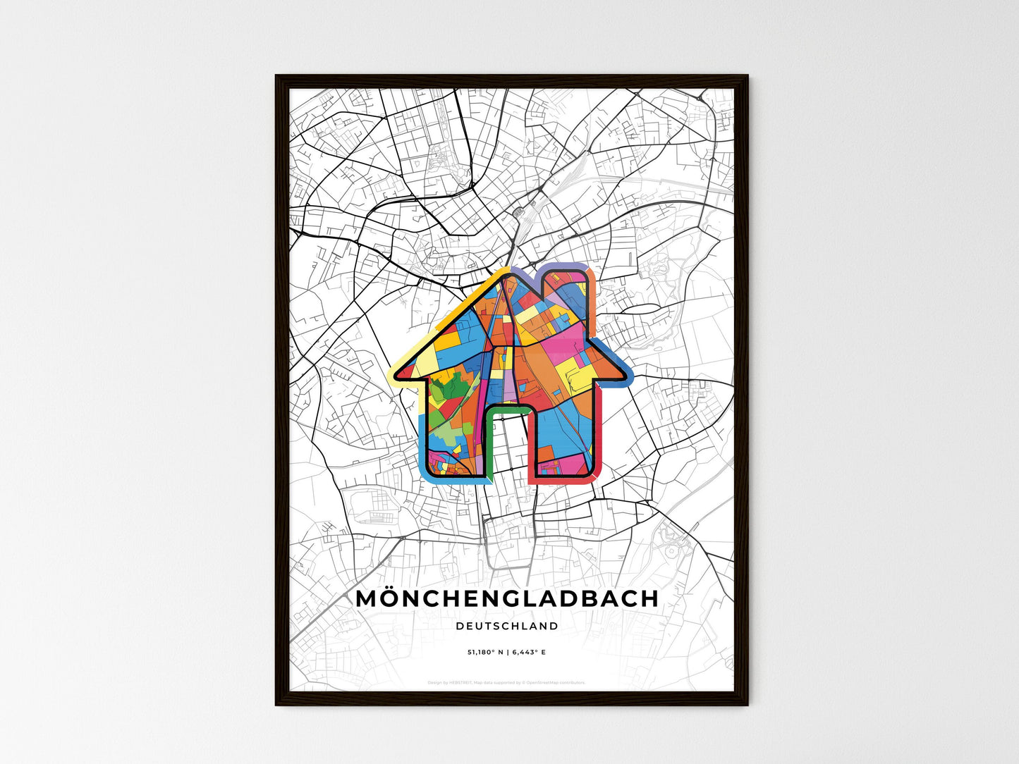 Monchengladbach Germany wedding art map with home icon