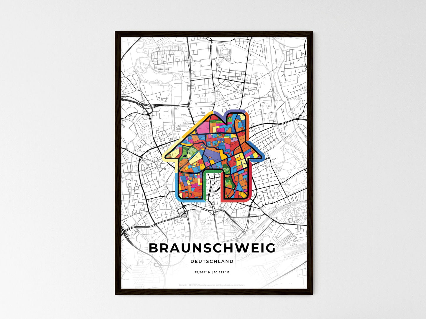 Braunschweig Germany wedding art map with home icon