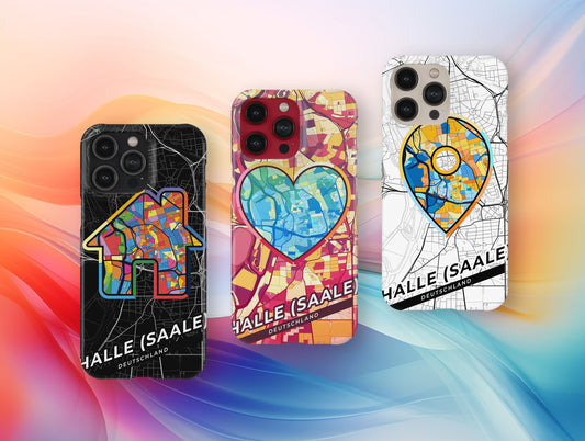 Halle (Saale) Deutschland slim phone case with colorful icon. Birthday, wedding or housewarming gift. Couple match cases.