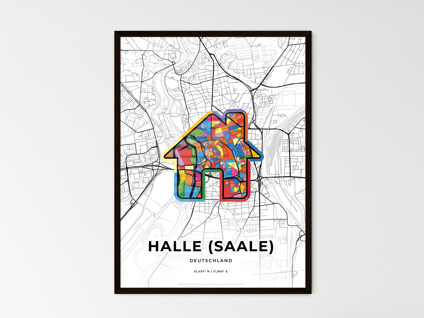 Halle (Saale) Germany wedding art map with home icon