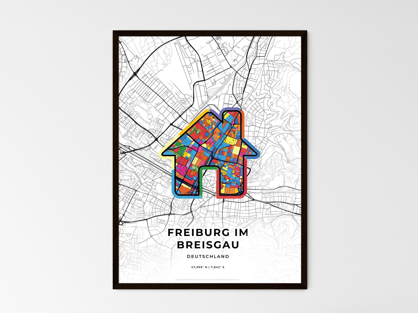 Freiburg Im Breisgau Germany wedding art map with home icon