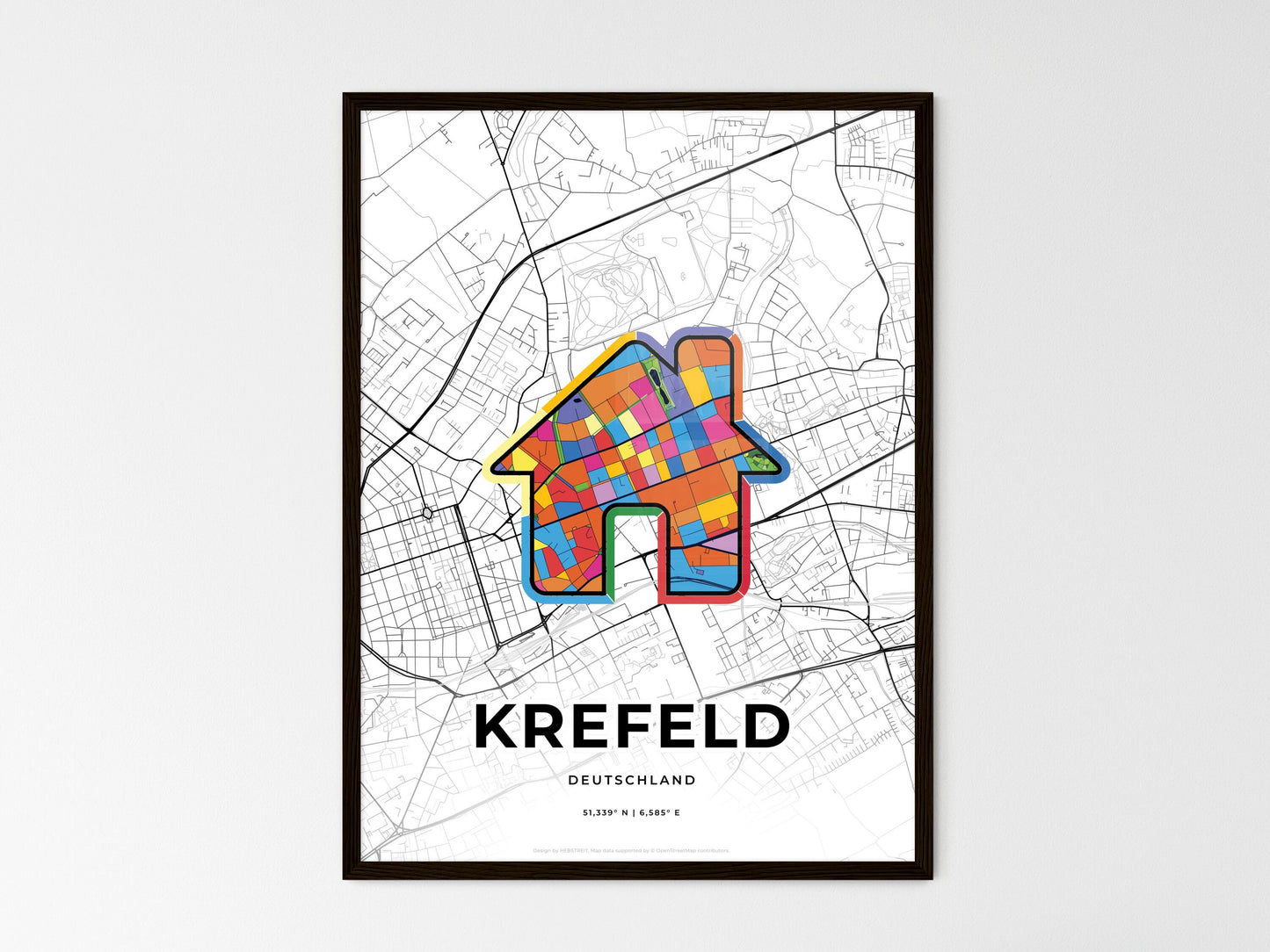Krefeld Germany wedding art map with home icon