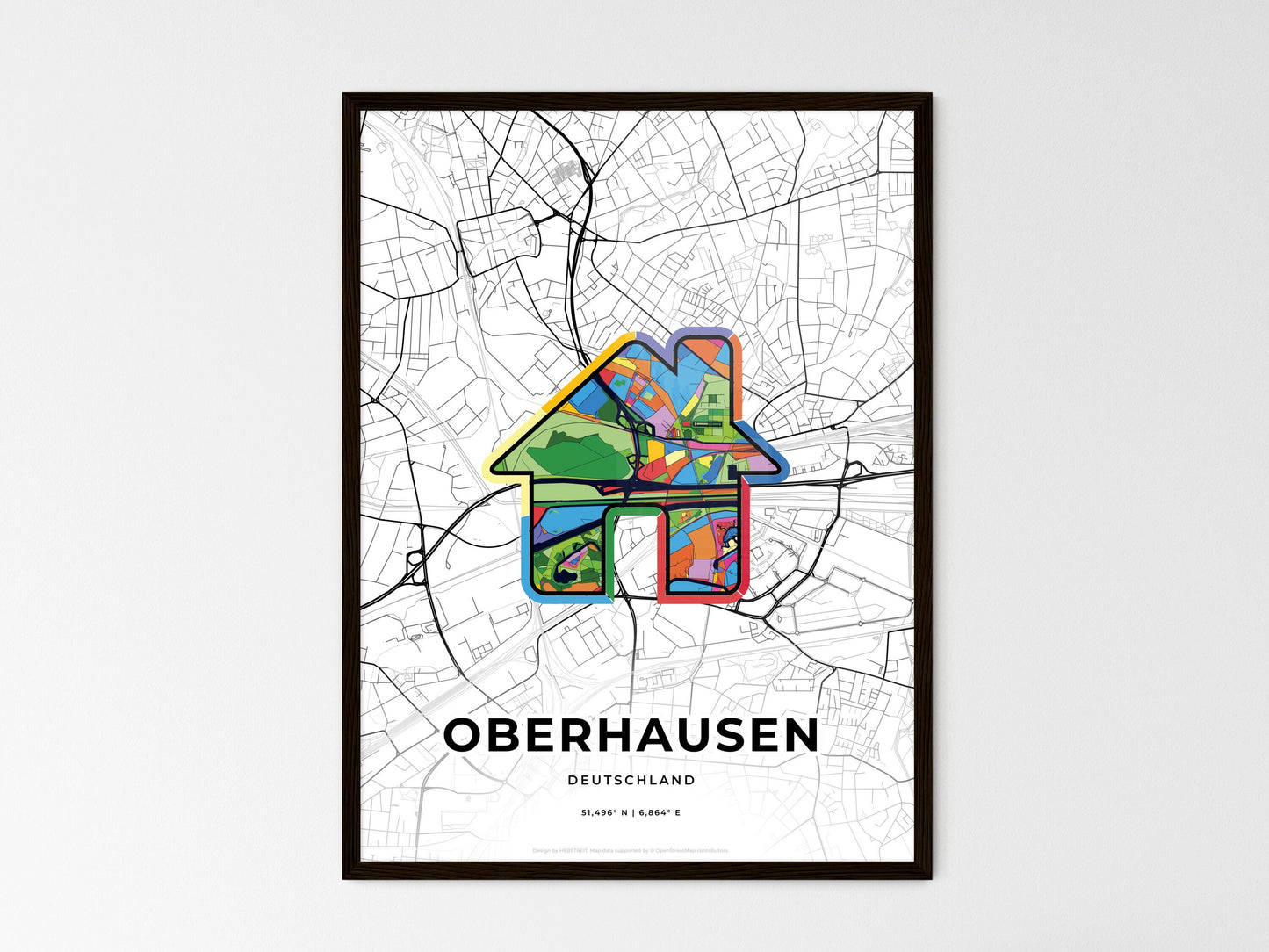 Oberhausen Germany wedding art map with home icon