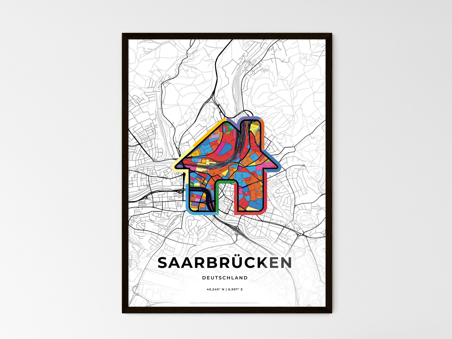 Saarbrucken Germany wedding art map with home icon