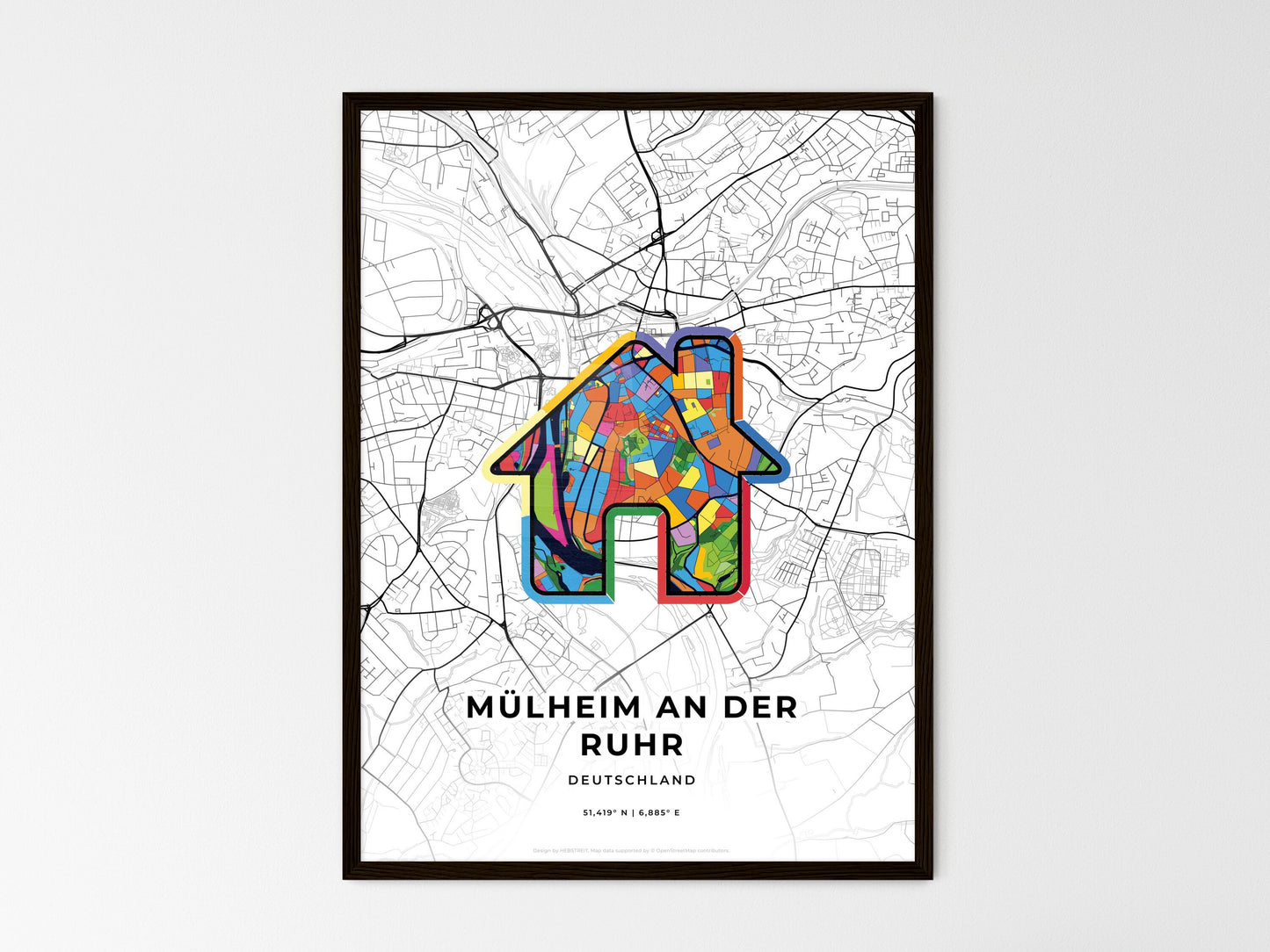 Mulheim An Der Ruhr Germany wedding art map with home icon