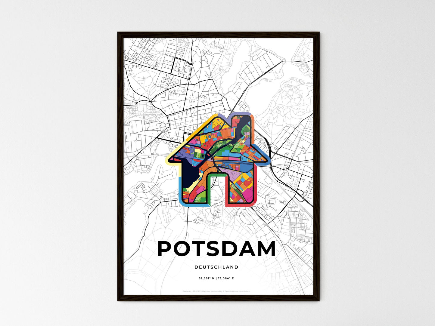 Potsdam Germany wedding art map with home icon