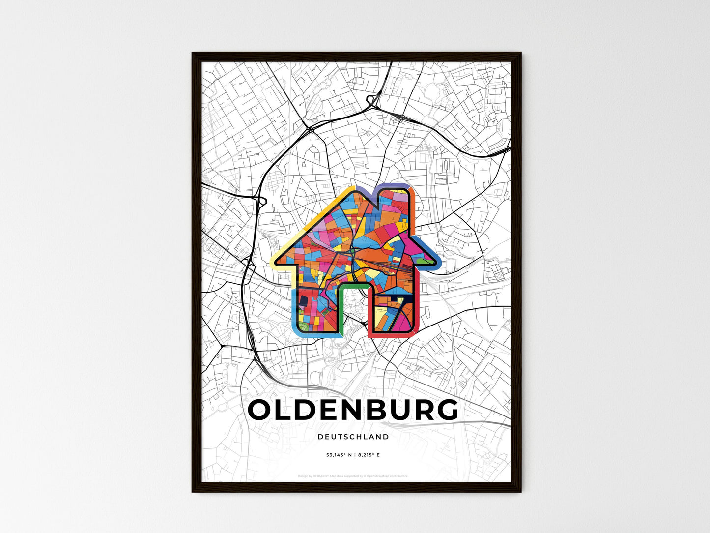 Oldenburg Germany wedding art map with home icon