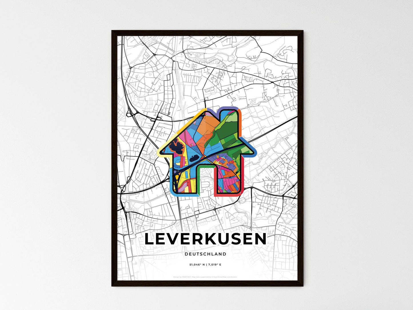 Leverkusen Germany wedding art map with home icon