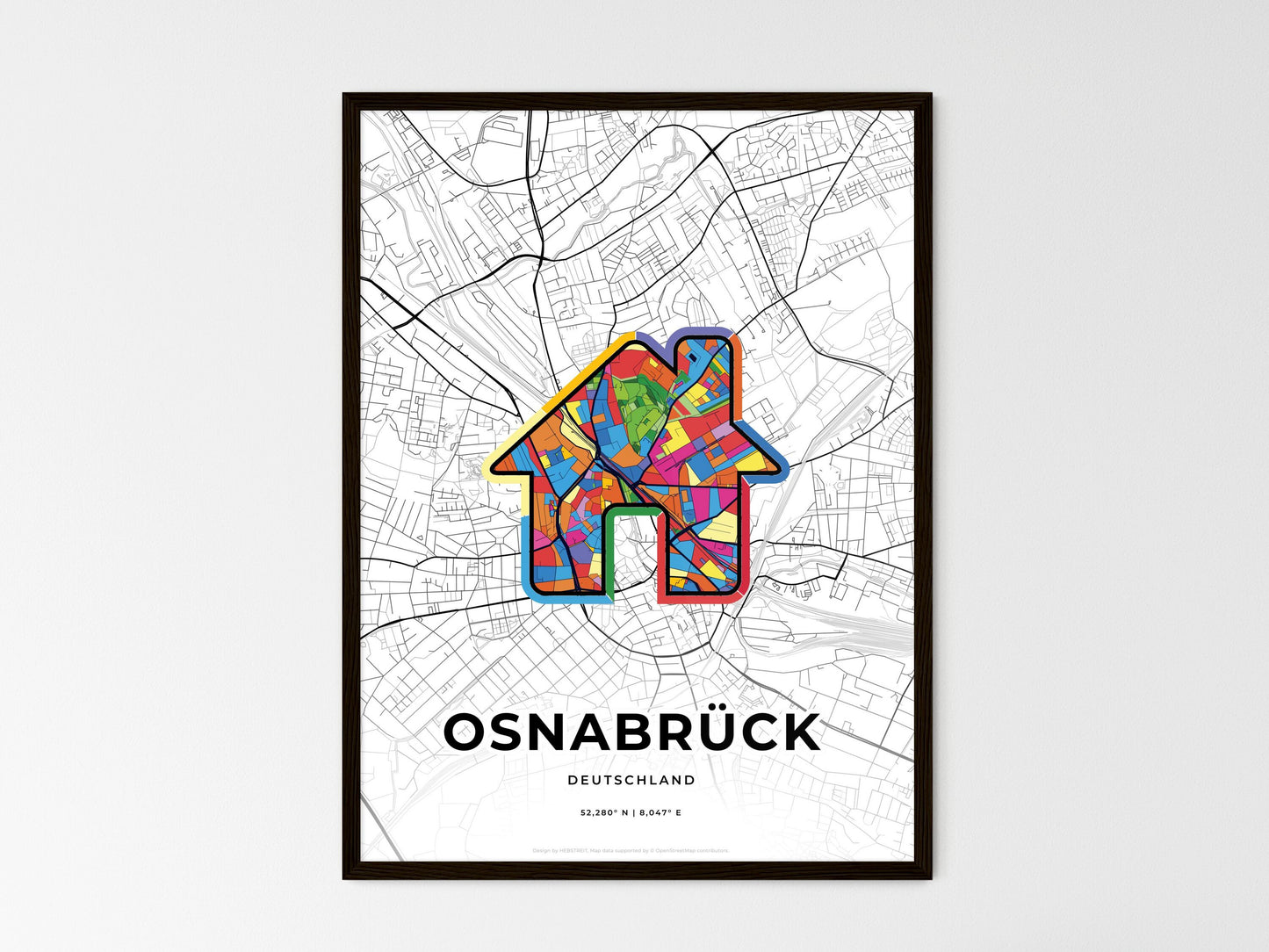Osnabruck Germany wedding art map with home icon
