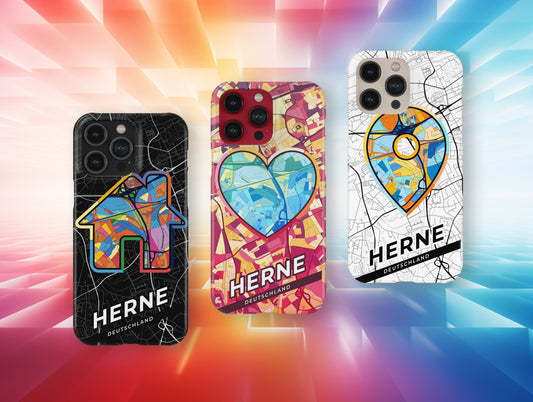Herne Deutschland slim phone case with colorful icon. Birthday, wedding or housewarming gift. Couple match cases.